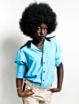 Photography. model in blue shirt. 