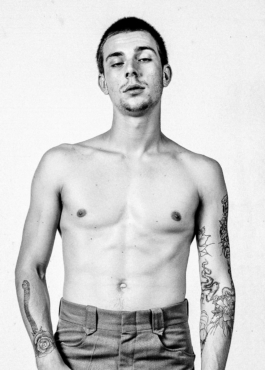 Photography. Black & white portrait. Shirtless man 