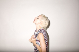 Photography. Fashion editorial. model wears a stripped t-shirt 