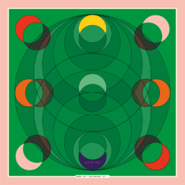 design d'un foulard multicolore. Vert, rose et orange. lick my legs 2026 