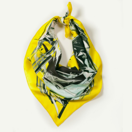 foulard carré en soie jaune 