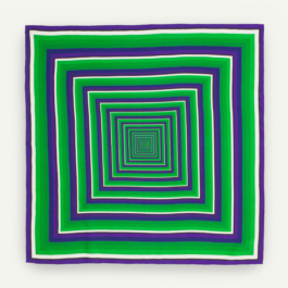 carré de soie multicolore. Op art. Vert, bleu et violet. 