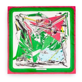 carre de twill de soie vert et rouge 90cm 